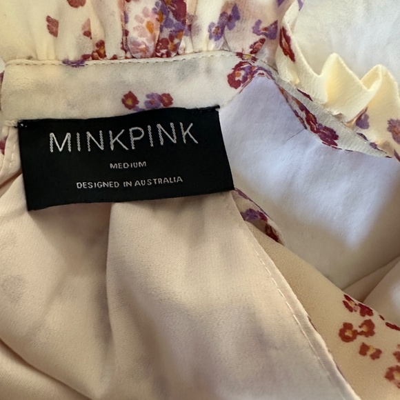 MinkPink Ivory Floral Halter Neck Mini Dress - Size M - Picture 5 of 5